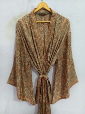 Ankle Length Silk Kimono Robe Summer Wear Soft Bathrobe Free Size Gown L-526