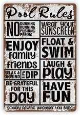 Pool Swimming Pool Safety Rules Tin Metal Signs Home D cor 8x12