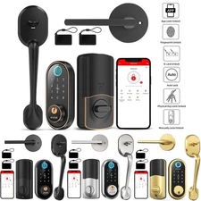 SMONET Front Door Lock Set with Handle Fingerprint Keyless Entry Smart Deadbolt