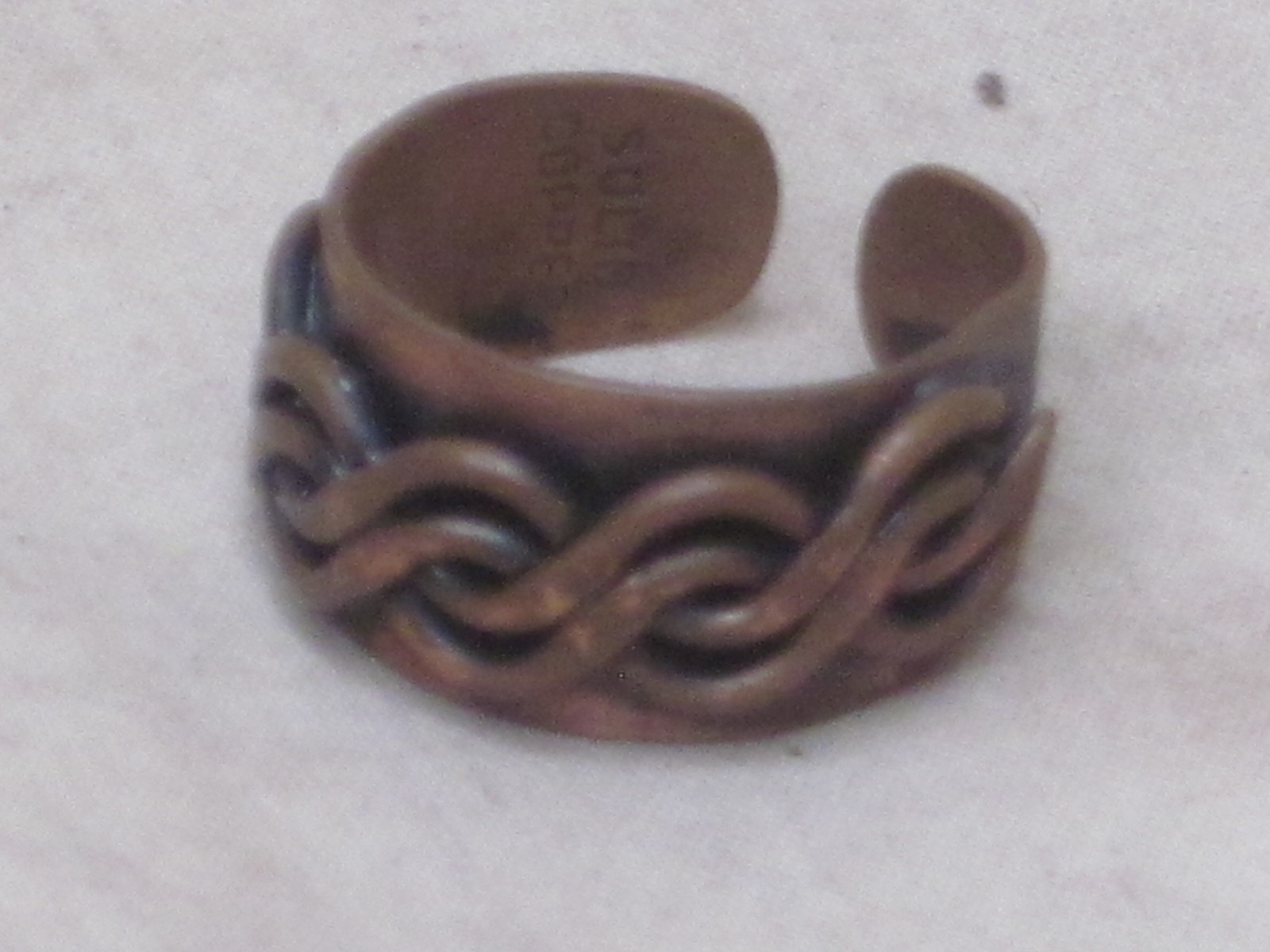 vintage solid copper ring unique braided overlay … - image 3