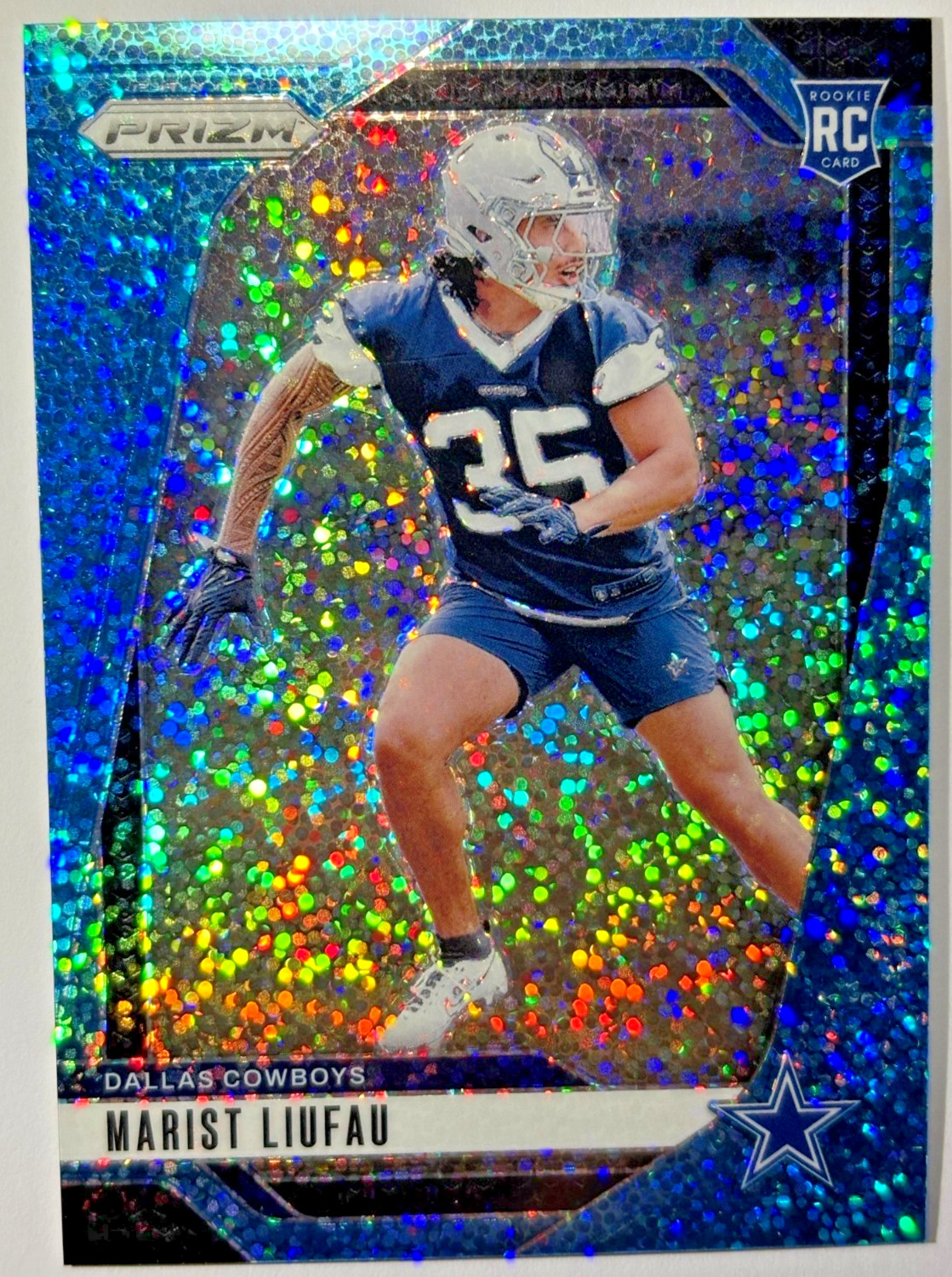 2024 Panini Prizm #372 Marist Liufau RC Blue Sparkle /96   1/96 Bookend Cowboys
