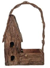 Birdhouse Planter Basket Primitive Wood Vine Decor Handle Bird House Garden Bin