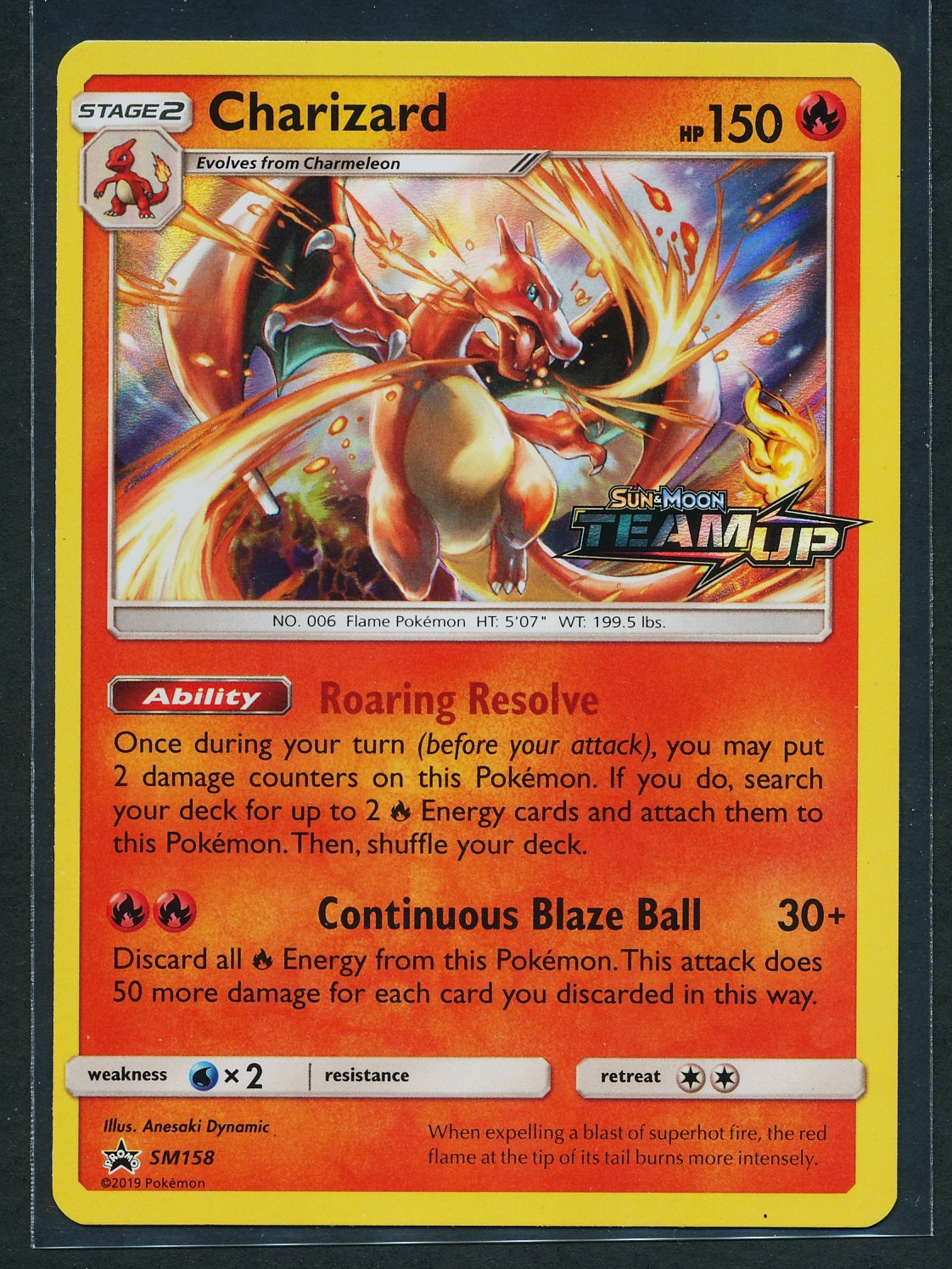 Charizard SM158 Black Star Promo Prerelease Holo Pokémon 2019 SM Team Up - NM