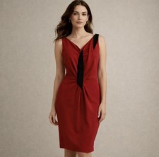 ESCADA Dress Women’s Size 40/10 Red Black Shift Elegant Designer Career Cocktail