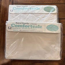New White Vtg. Royal Family Comfortcale Twin Sheet Set Flat Fitted Sheets