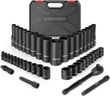 Mechanic Tool Kit, Drive Socket Set, 46 Pieces, with 72 Teeth Reversible Ratchet