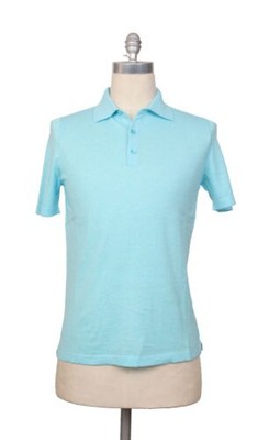 Fiori Di Lusso Türkis Solide Baumwolle Polo - Klein/48 - (FL69221)
