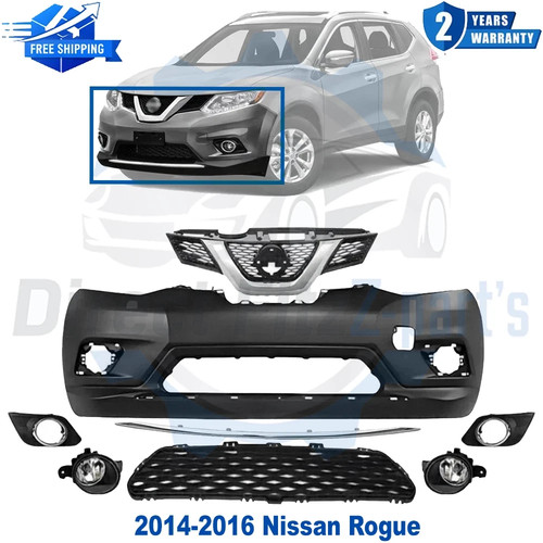 Front Bumper Cover & Grille Assembly Kit For 2014-2016 Nissan Rogue