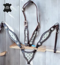 LV Printed  Western Leather Tack Set | Cream Gladiator Tack Set For Horse