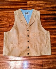 Frontier Classics Vest Men L Tan Canvas Duck 4 Pocket Western Cowboy Rockabilly