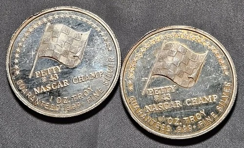 2-1982 Vintage Nascar Racing Race Car #43 Richard Petty 1oz 999 Silver rounds