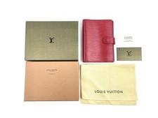 LOUIS VUITTON Agenda PM Planner Cover Silver Hardware Epi Castilian Red R20057