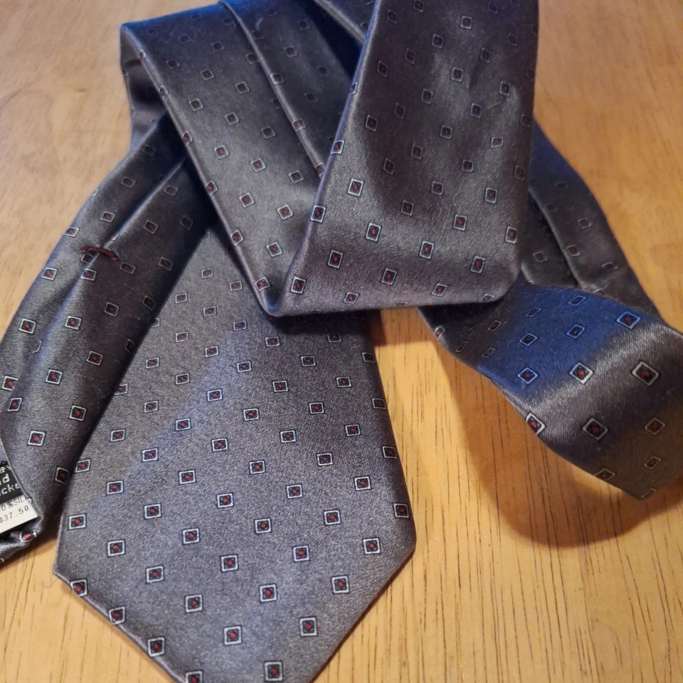 OSCAR DE LA RENTA 男式领带 100% 真丝蓝色 60 码/3 英寸美国制造 — 第 3/4 张图片