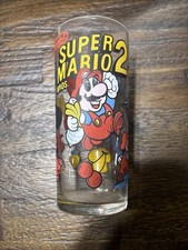 Super Mario Bros. 2 Promotional Drinking Glass Nintendo Vintage 1989 6 1/4" Tall
