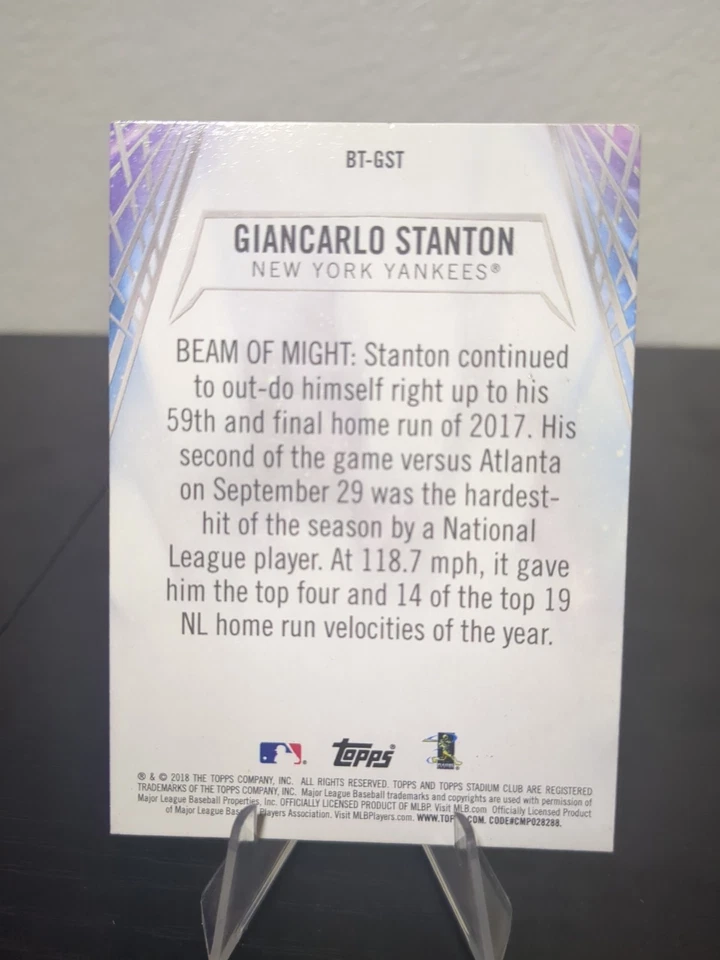2018 Topps Stadium Club Beam Team Giancarlo Stanton #BT-GST - Image 2 of 2