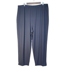 Susan Graver Liquid Knit Straight Leg Pants Grey Plus Size 3X Elastic Waist USA