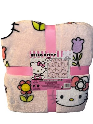 Hello Kitty Spring Flowers Easter Blanket Full/Queen 90 X 90 Brand New