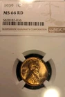 1939 Lincoln Cent NGC MS66 RED