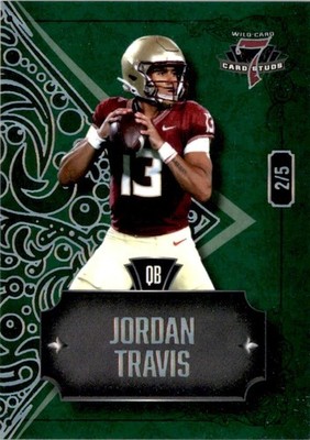 2023 Wild Card 7 Studs Football Promo Left Diamond Foil Green Jordan Travis 2/5