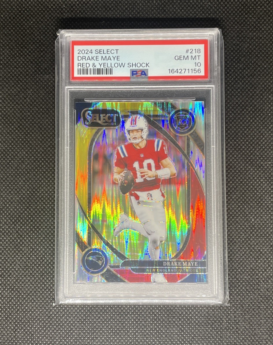 2024 Select Drake Maye Red and Yellow Shock RC #113 PSA 10