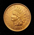 1901 Indian Head Cent Penny - Fully Red - Uncirculated Gem
