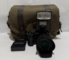 Sony Alpha a6500 Mirrorless 4K Camera with 18-135 Lens, Flash Attachment, Bag