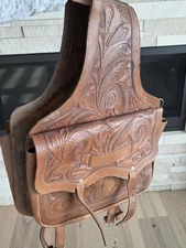 Vtg 1960's S. Garcia Hand Tooled Leather Saddle Bag Horse Motorcycle Mexico