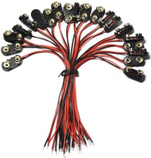 LampVPath 20 Pcs 9V I Type Battery Snap Connector 9 Volt I-Type 20PC