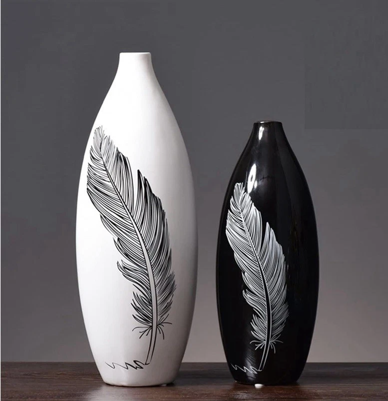 Ceramic Vase Decoration 32 x 10 cm, 25 x 8 cm, Pack of 2