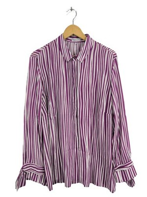 ERFO Hemd-Bluse Damen Bluse Gr. DE 48 lila-weiß Casual-Look