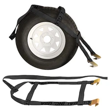 DEMCO Tow Dolly Tie Down Straps Wheel Net with Flat Hook BLACK (2 Pack)