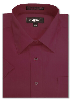 Mens Solid SHORT SLeeve Premium Regular fit Dress Shirts, 26 colors, size S~5XL