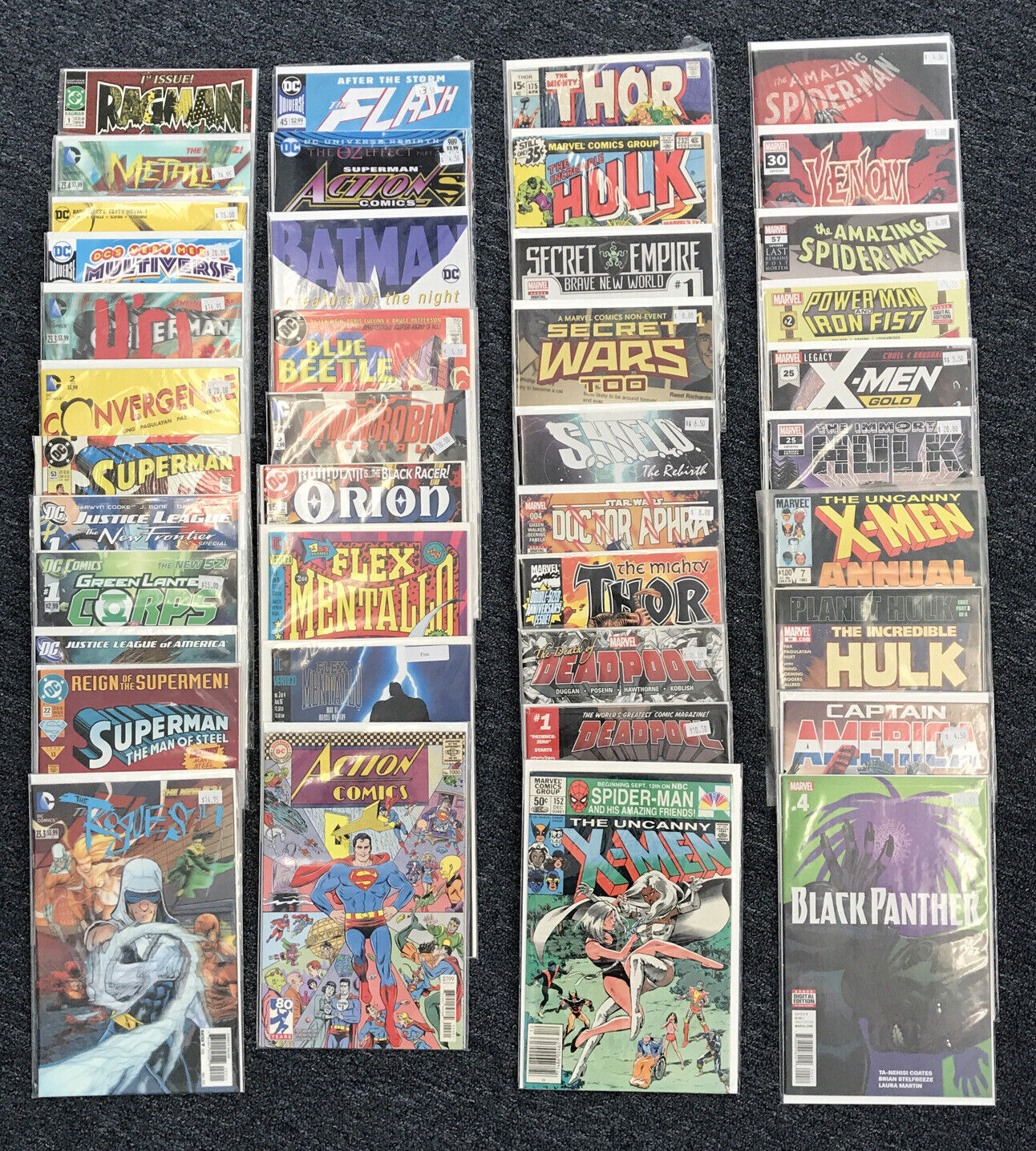 HUGE PREMIUM 50 COMIC BOOK LOT-MARVEL & DC-FREE SHIPPING! BAGGED AND BOARDED