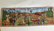 Autumn Harvest Jack-O-Lanterns Pumpkin Patch Tapestry Table Runner 32" Long