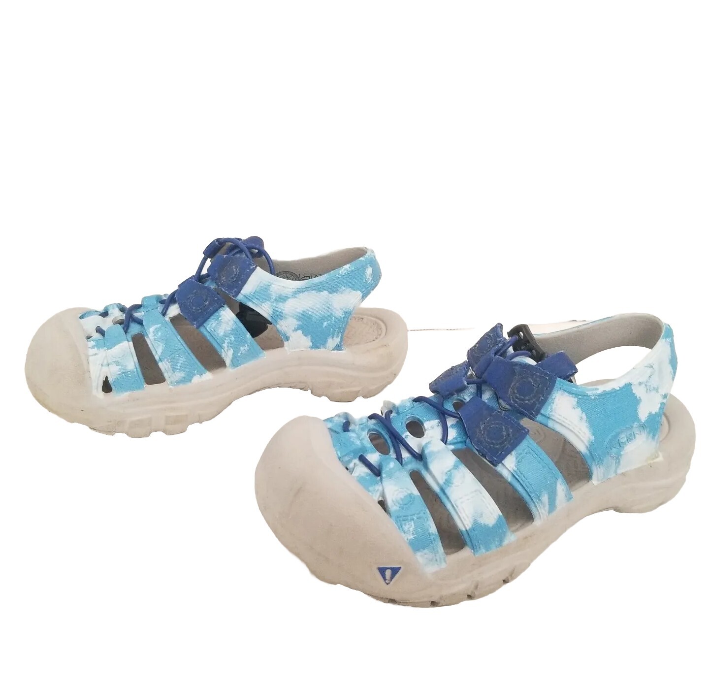 Scarpe sandali Keen Little Kids taglia 13 sport acquatici blu nuvole tintura cravatta EU 31