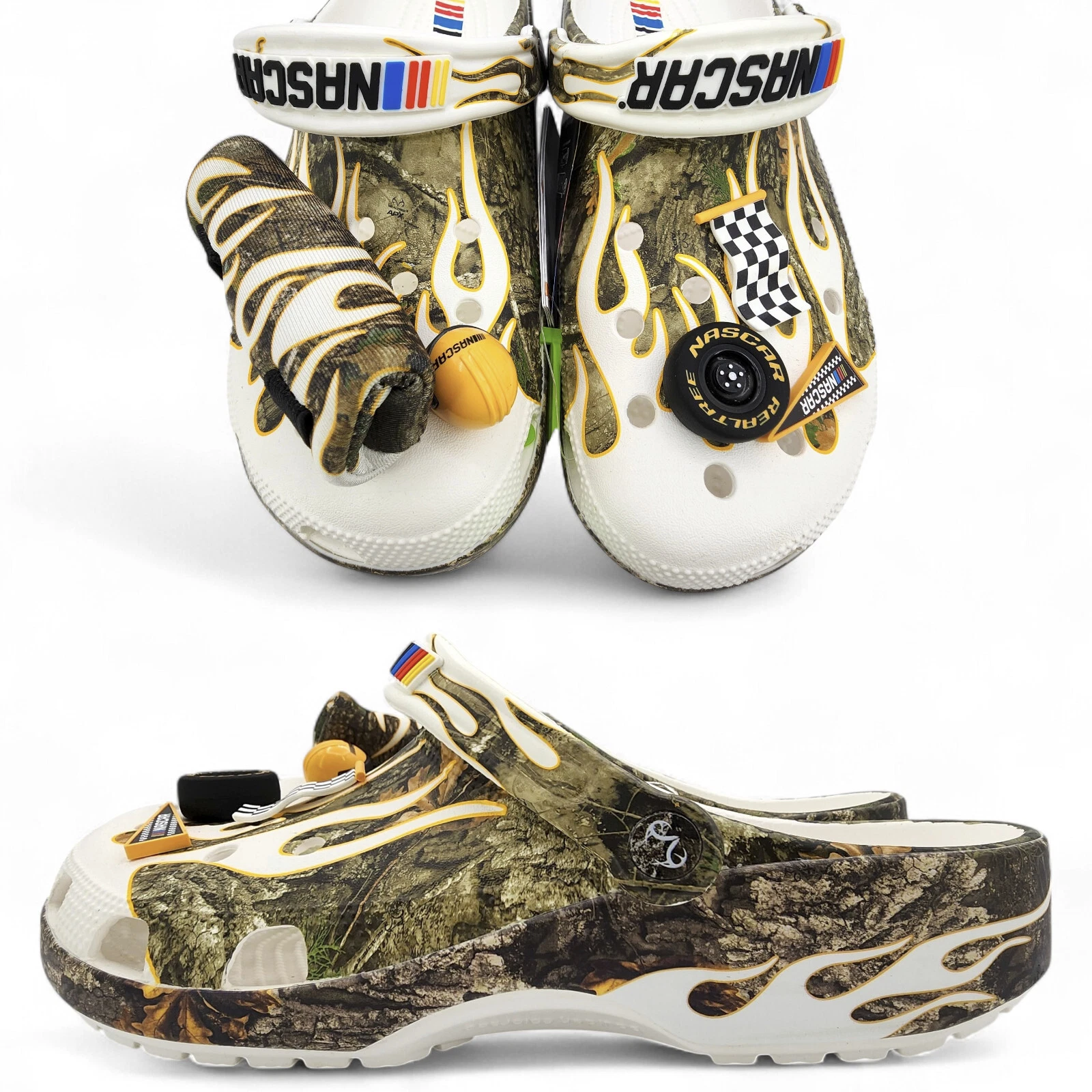 Crocs x Nascar Realtree Classic Clog Mens Sz 11 Jibbitz Drink Holder NEW w/ Tag