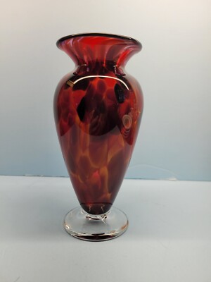 The Glass Forge Hand Blown Glass Signed, Dated Earth Tones Caldron Vase 8 inch