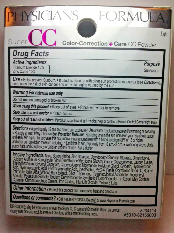 Physicians Formula Super CC Color-Correction + Care Pressed Powder, Light #6215 - Image 2 of 2