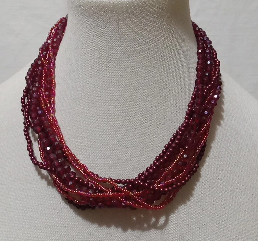 VETEMENTS Collana multifilo con perline rosse