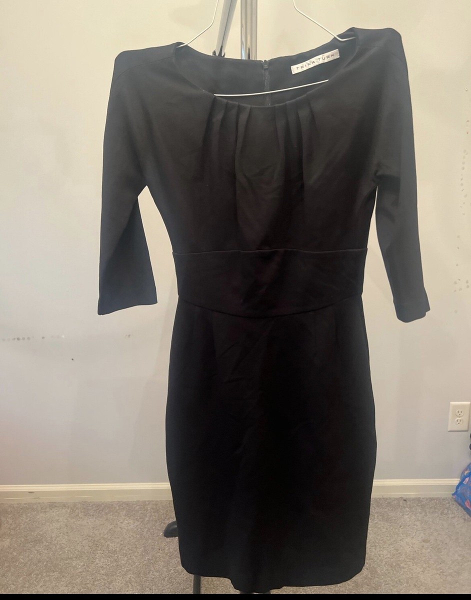 trina turk dress black Designer dress, 3/4 sleeves size small Black Backless Column Maxi bfpart2 Buckle Color:Stainless Perfect for special occasions