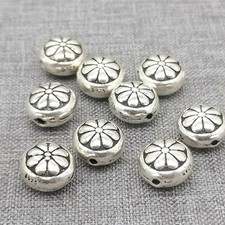 2 pièces de perles fleurs marguerites en argent sterling 925 2 faces pour