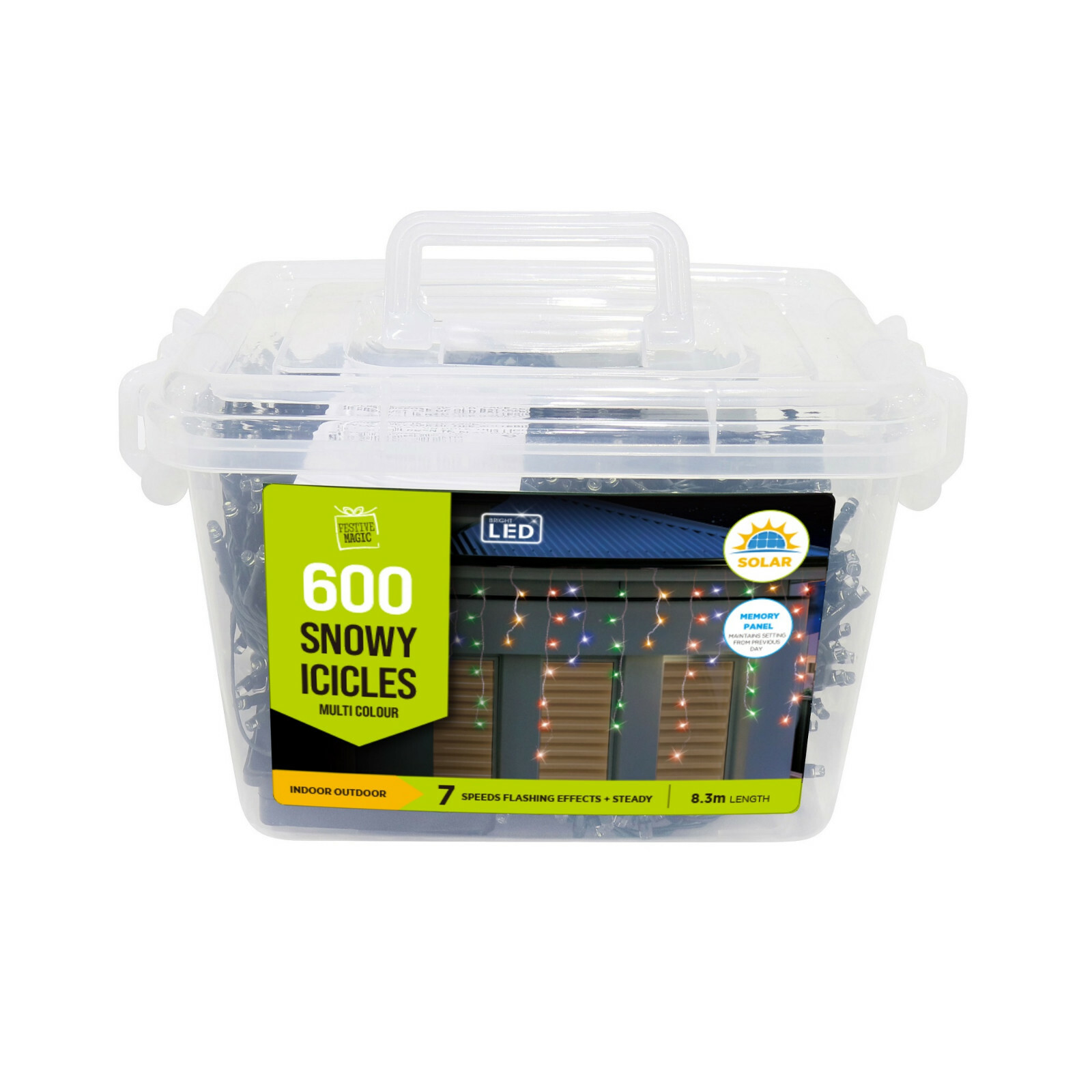 600 SOLAR LED Snowing Icicle Multi Warm White Outdoor Christmas Gutter