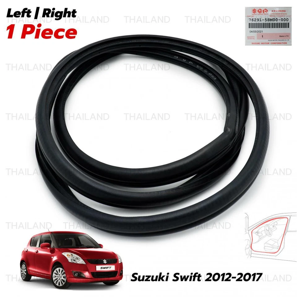 Front Lh/Rh Opening Door Rubber Weatherstrip Seal For Suzuki Swift 2012 2017 - Image 2 of 4