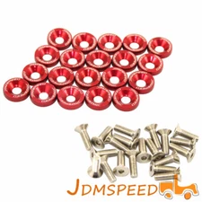 Jdmspeed Red Cnc Billet Aluminum Fender Washer Engine Bay Dress Up Kit 20pc