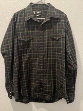 Vintage Flying R Ranchwear Pearl Snap Shirt Men s 16.5 / 36 Green Plaid USA Made