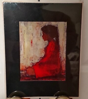 Christian Bjorn Larsen Mat Art Litho Print 1971 Kristina Girl in Thought Denmark