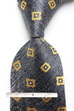 New Classic Polka Dot Gray Yellow JACQUARD WOVEN 100 Silk Men's Necktie Tie