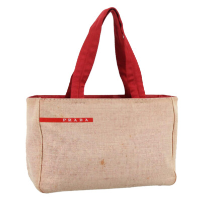 バッグ PRADA SPORT technical fabric tote bag PRADA Sports Tote Bag Canvas Red Beige Silver Auth 109461 | eBay