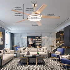 52 Inch Vintage Ceiling Fan Smart WiFi LED Light Industrial Chandelier w/ Remote