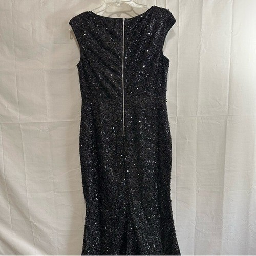 Abito da sera formale SHEIN Belle scollo a cuore orlo a sirena nero paillettes L - Foto 3 di 13